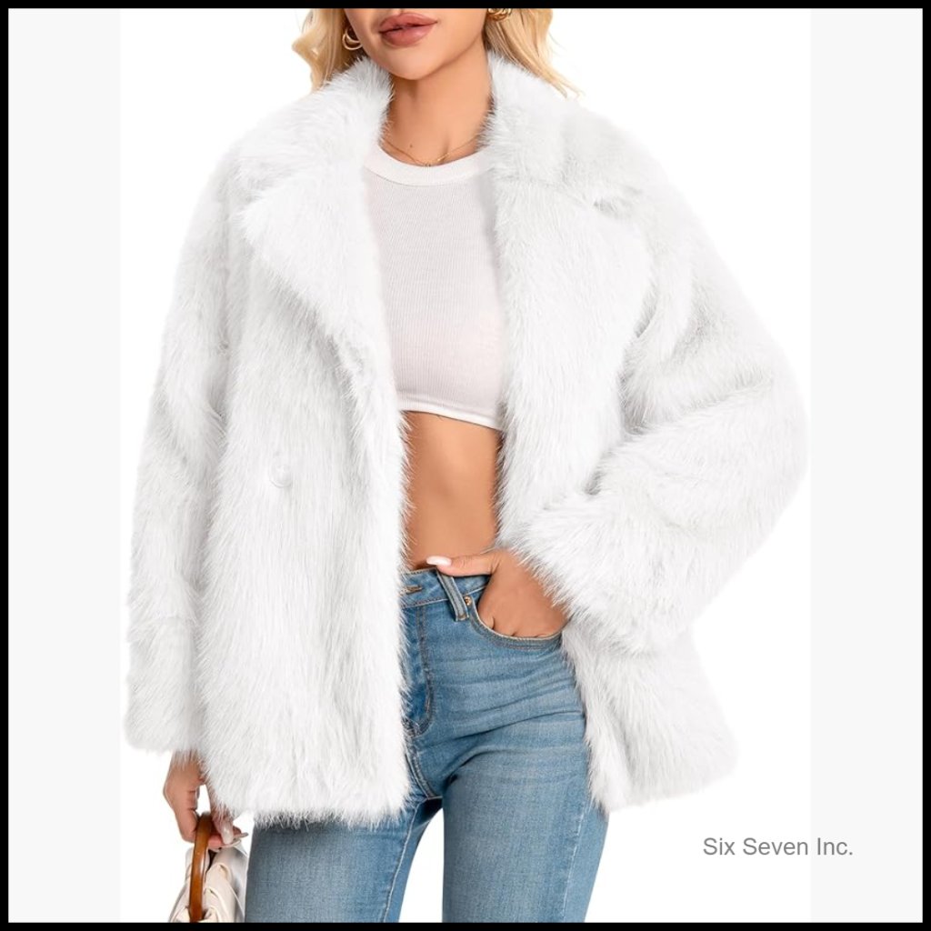 Faux Fur Coat Women Long Sleeve Winter Jacket With Pockets